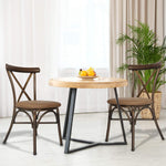 Dining Chairs Set of 2 Dining Room Chairs X-Shaped Aluminum Frame Kitchen Chair with PU Leather Cushion Seat Coffee - Bosonshop