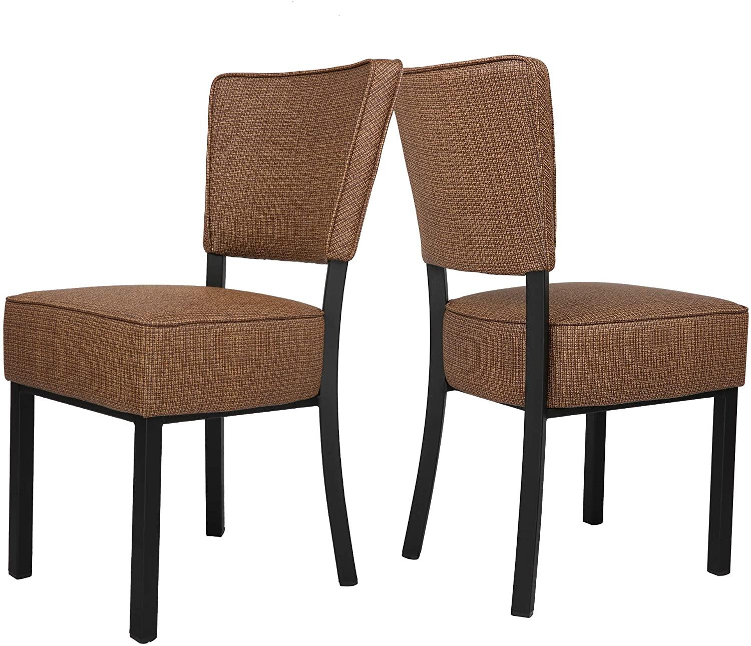 Classic Dining Chair Set of 2, Modern Style Family Leisure Chair with Stainless Steel Legs, PU Leather High Back Side Chair, Coffee - Bosonshop
