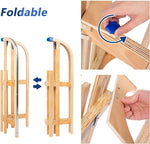 Sled Wooden Foldable For Kids And Adult Outdoor Play With A Pulling Rope 42 inch Weight Capacity With Blue Bracket, 220lbs - Bosonshop