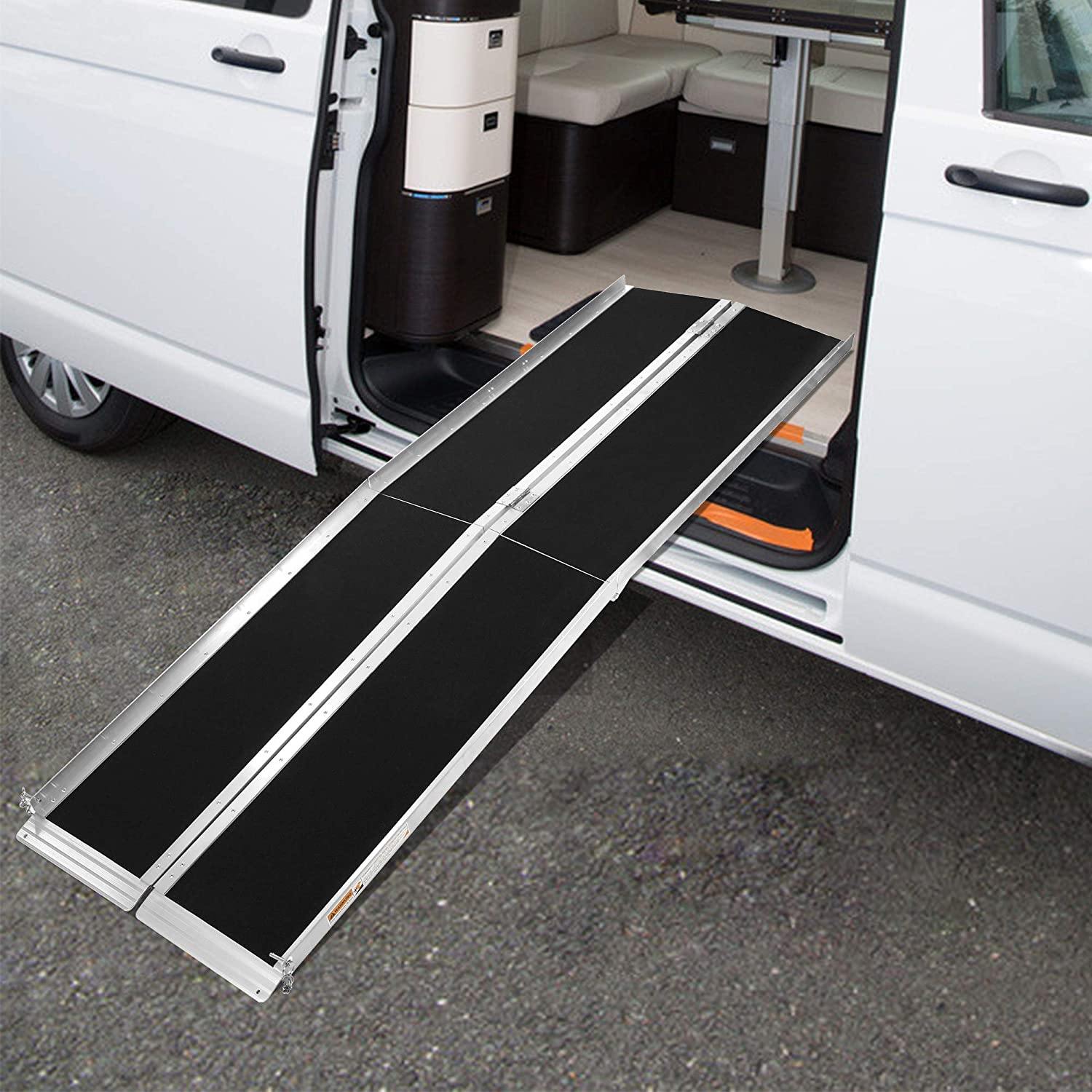 8Ft Ramp For Wheelchair, Multi-fold Wheelchair Ramps, w/Anti-Slip Carpeted Stairs, Mobility Handicap Suitcase For Doorways, Stairs, Mobility Scooter - Bosonshop