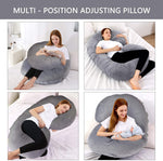 C-Shape Full Body Pillow 55 Inch Maternity Pillow with Washable Velvet Cover Nursing Support Cushion, Support for Back - Bosonshop
