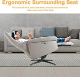 Power Recliner Lounge Chair Single - Swivel Leather Electric Recliner Zero Gravity for Living Room Bedroom Office Study Guest Room Gray