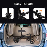 Adjustable Steerable Knee Scooter Suitable for Outdoor Indoor Foldable Knee Scooter with Shock Absorber for Adults with Foot/Ankle Injuries (Black)