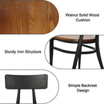 Morden Industrial Side Kitchen Dining Chairs with Solid Wooden Seat & Metal Legs, Set of 2(Black and Brown) - Bosonshop
