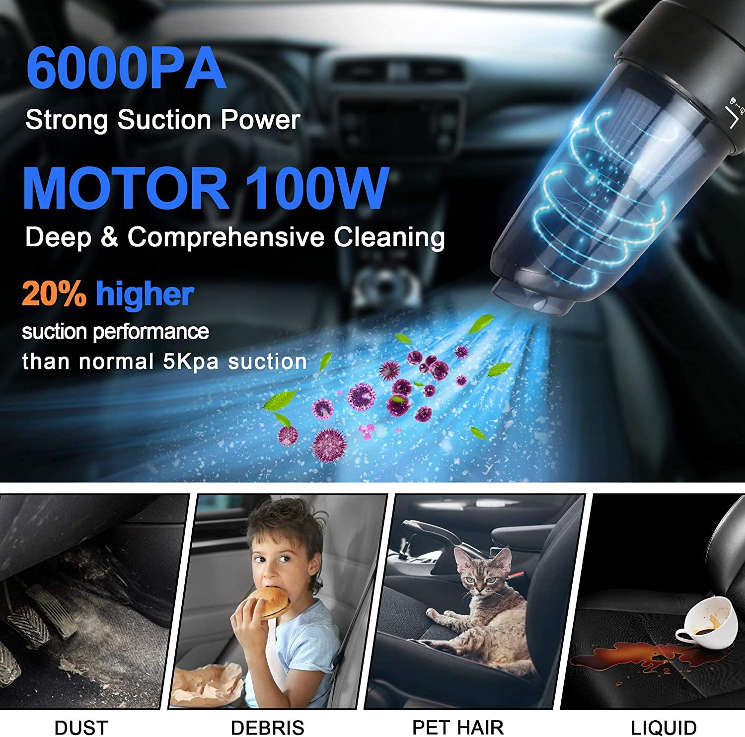 6000PA Portable Best Handheld Cordless Vacuum Cleaner, Wet/Dry Vacuum With USE Charging For Car And Home - Bosonshop