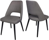 Set of 2 Modern Dining Room Chairs Heavy Duty Leather Chair with Upholstered Vinyl Seat, Grey - Bosonshop