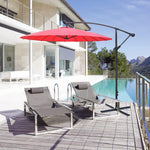 9 Ft Offset Hanging Market Patio Umbrella w/Easy Tilt Adjustment for Backyard, Poolside, Lawn and Garden, Red - Bosonshop