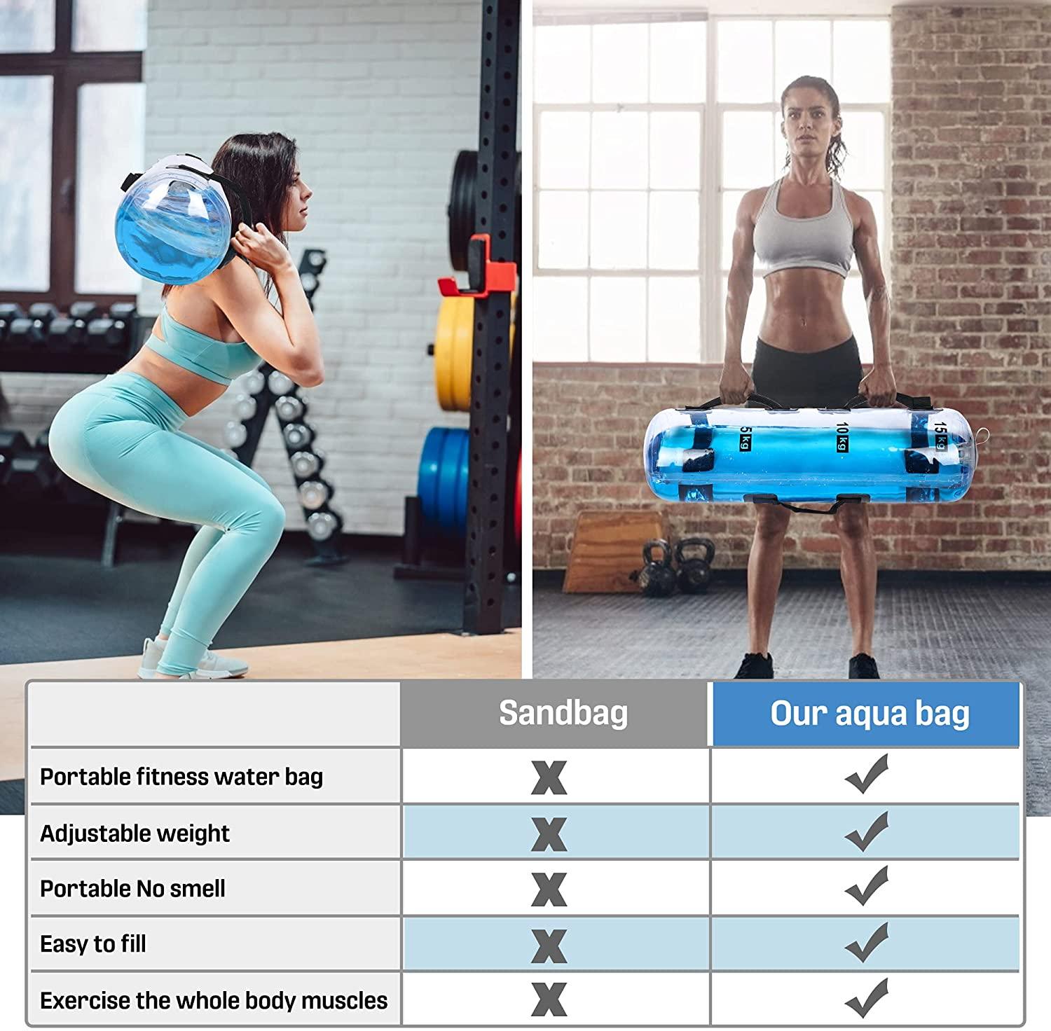 77LBS Fitness Water Power Bag Aqua Bags Weightlifting Body Building Sports Ultimate Core and Balance Workout - Portable Stability Fitness Equipment - Bosonshop