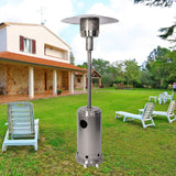 Outdoor Patio Heater Standing Gas LP Propane Heater with Wheels 87 Inches Tall 36000 BTU for Commercial Courtyard (Silver) - Bosonshop