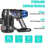 Cordless Vacuum Cleaner, Lightweight Quiet Powerful Suction Stick Handheld Vac with 2200mAh Rechargeable Battery, Black & Orange - Bosonshop
