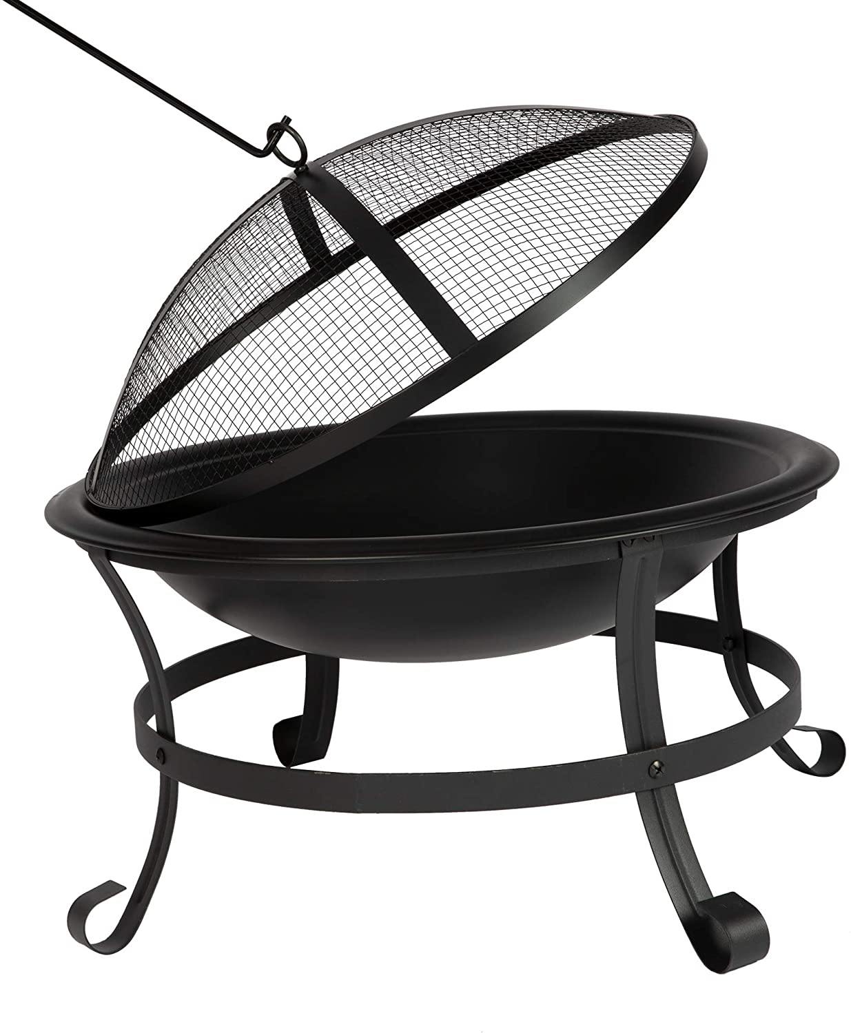 22Inch Outdoor WoodBurning BBQ Grill Fire Pit with Round Mesh Spark
