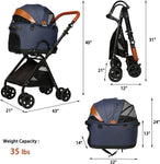 Luxury Folding Pet Stroller for Medium Dogs Cats - Bosonshop
