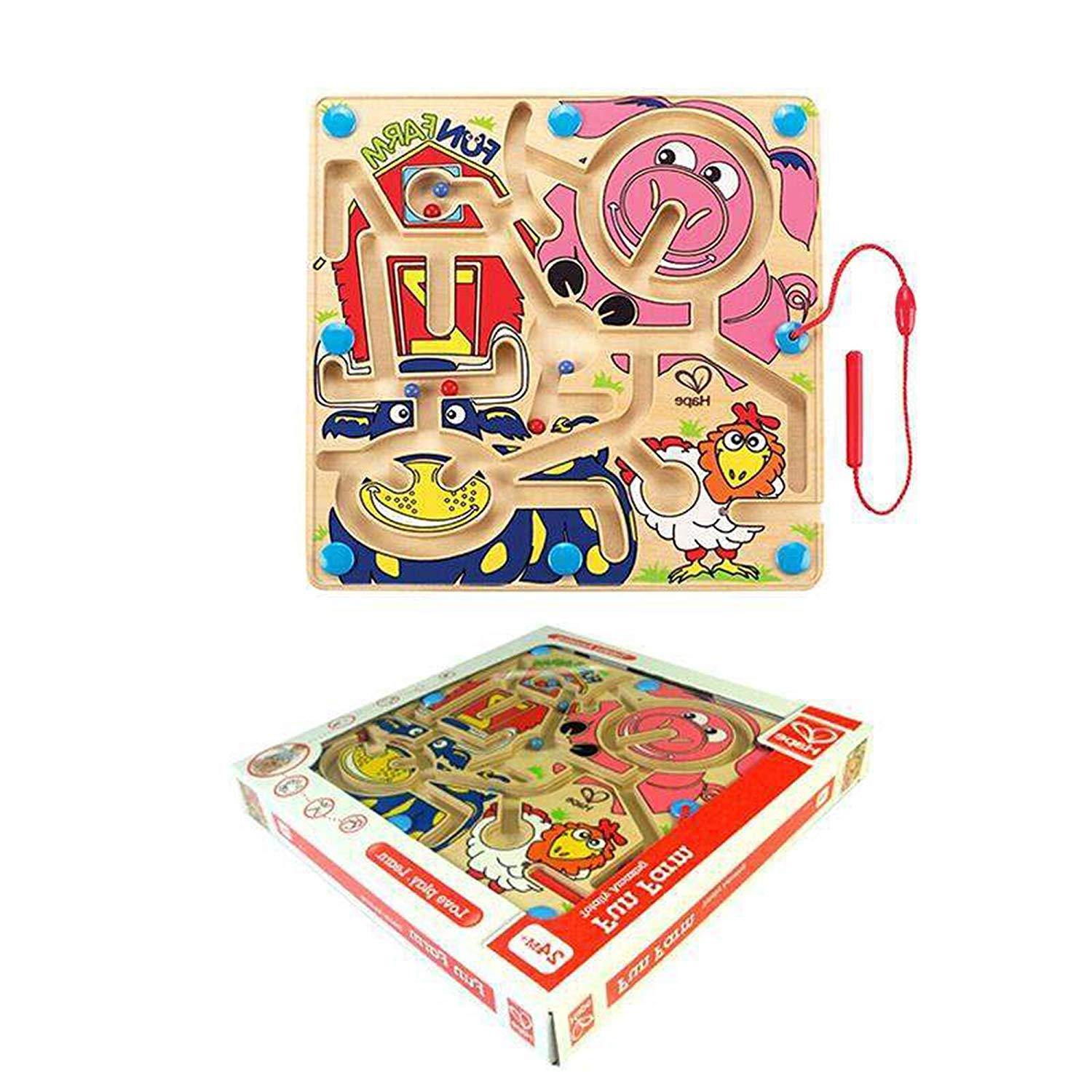 Bosonshop 2 In 1 Toddler Maze Puzzle Fun Farm +Flying Chess Board Game Balance Training Toys for Kids