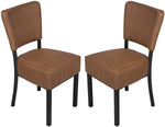 Classic Dining Chair Set of 2, Modern Style Family Leisure Chair with Stainless Steel Legs, PU Leather High Back Side Chair, Coffee - Bosonshop