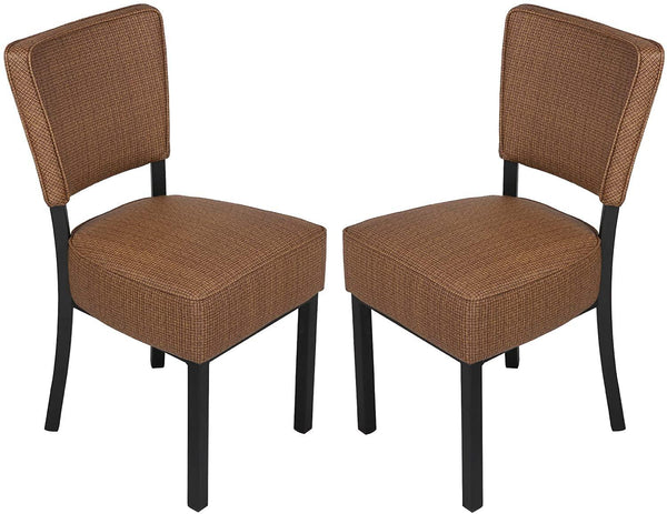 Classic Dining Chair Set of 2, Modern Style Family Leisure Chair with Stainless Steel Legs, PU Leather High Back Side Chair, Coffee