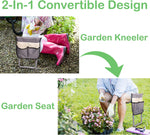 Heavy Duty Garden Kneeler and Seat Button Folding Gardening Stool with 2 Tool Pouches and EVA Foam Pad