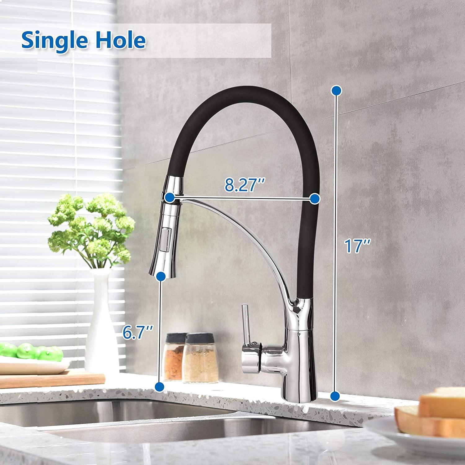 Kitchen Faucet with Pull Out Spray Head, Kitchen Sink Taps Mixer 360 Degree Rotation Swivel Spout Pull Out Spray Modern Kitchen Taps, Chrome - Bosonshop