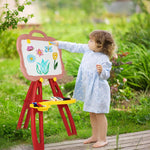 Standing Easel Board For Kids, 3 in 1 Dry Erase White Board, Magnetic Board And Chalkboard Art Activity Drawing With Extra Accessories For Kids, Red - Bosonshop