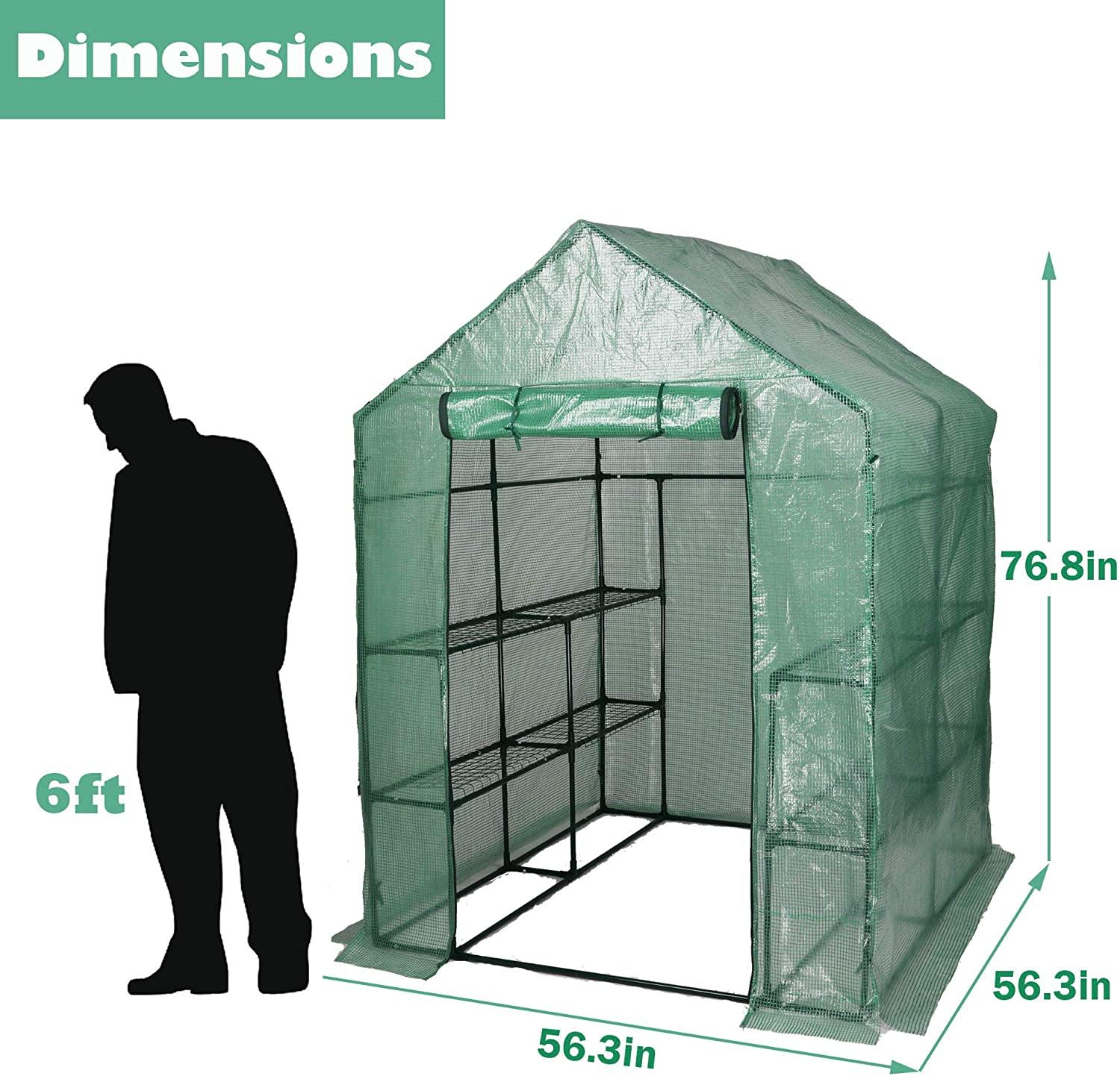 Mini Greenhouse Garden Walk-in Greenhouse with PE Cover Indoor and Outdoor Grow Plants Flower - Bosonshop