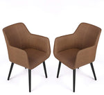 Classic Dining Chair Home Office Chair Modern Style Family Leisure Chair with Stainless Steel Legs, PU Leather High Back Side Chair, Coffee - Bosonshop