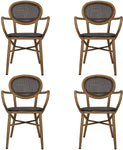 Outdoor Rattan Leisure Chairs Garden Patio Chair Set, Metal Chair Frame with Textilene Seat, Set of 4, Armless - Bosonshop