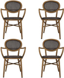 Outdoor Rattan Leisure Chairs Garden Patio Chair Set, Metal Chair Frame with Textilene Seat, Set of 4, Armless - Bosonshop