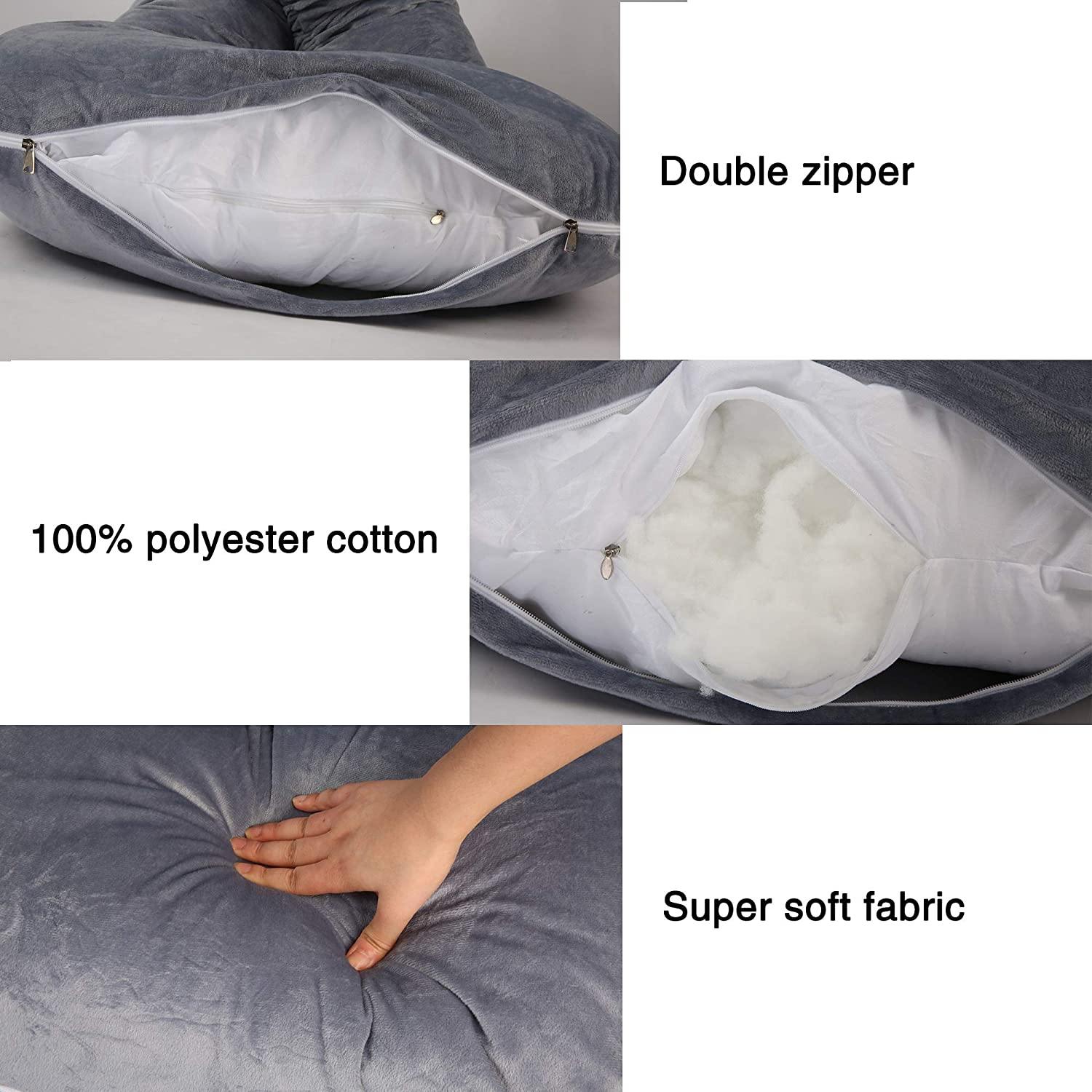 U/C/J-Shape Full Body Pillow 55 Inch Maternity Pillow with Washable Velvet Cover Nursing Support Cushion, Support for Back - Bosonshop