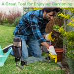 Outdoor 2-in-1 Garden Stool and Kneeler Gardening Bench for Kneeling or Sitting with Tool Bag Pouch Foldable Garden Bench