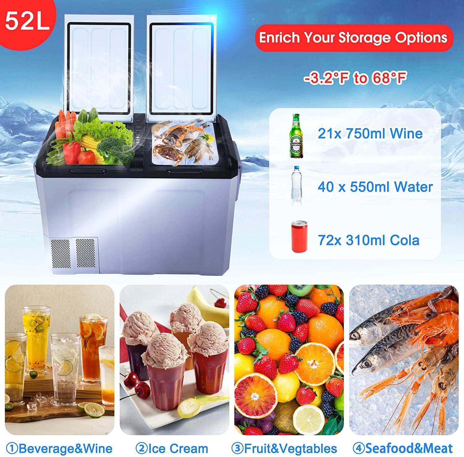 Mini Freezer Fridge, DC12/24V, 3.2°F to 68°F, Car Refrigerator, Shockproof Design, LED Display - Bosonshop