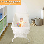 Baby Bassinet Bedside Sleeper Folding Crib with 4 Wheels, Newborn Infant Bed with Soft Comfort Mattress - Bosonshop