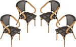 Patio Leisure Chair Set of 4 Outdoor Dining Chairs Patio Furniture, Indoor/Outdoor Restaurant Stack Chair Set, Black & Caramel - Bosonshop