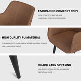 Classic Dining Chair Home Office Chair Modern Style Family Leisure Chair with Stainless Steel Legs, PU Leather High Back Side Chair, Coffee - Bosonshop