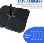 4 Pcs Heavy-Duty Cantilever Offset Patio Umbrella Stand Square Base Plate for Hanging Patio Umbrella - Bosonshop