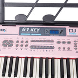 Bosonshop 61 Key Music Electronic Keyboard Electric Digital Piano Organ with Piano Stand Optional (Pink Keyboard with Stand)