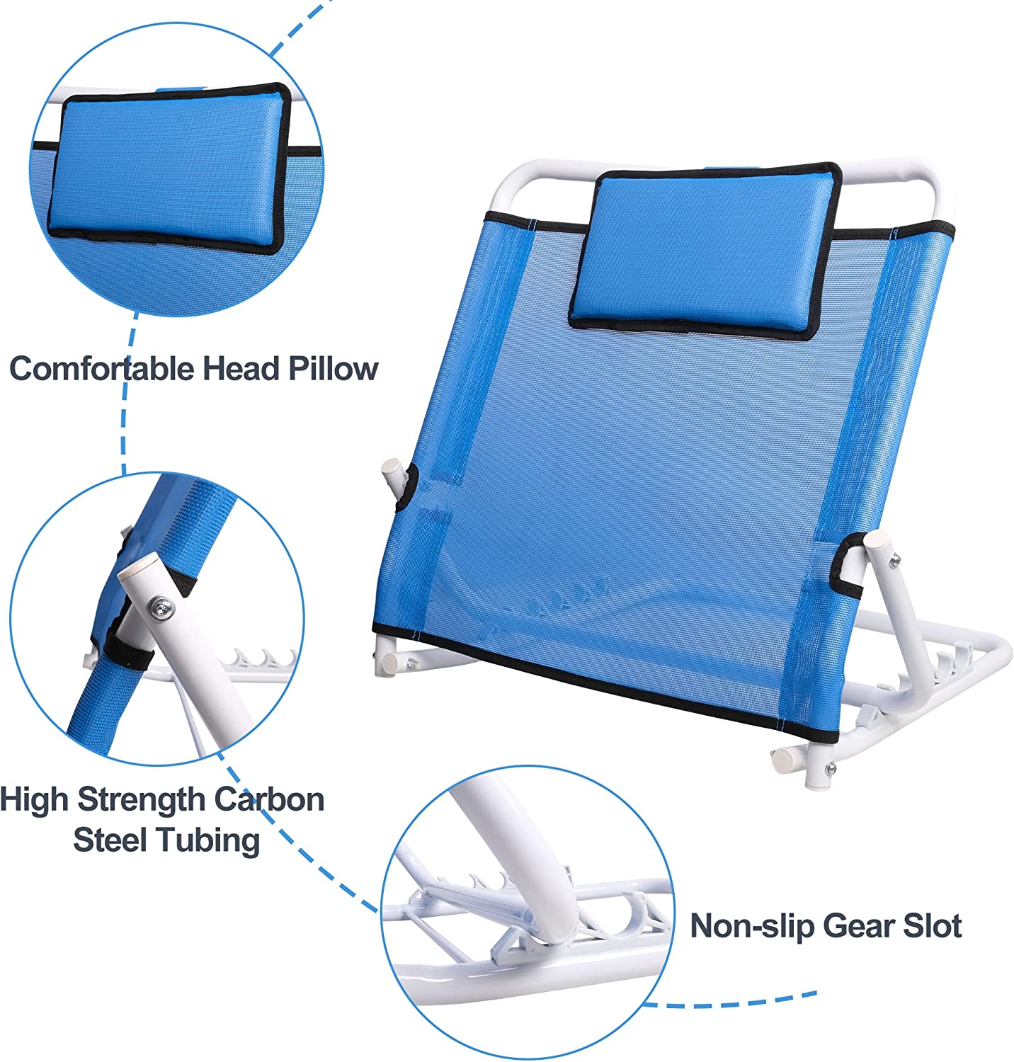 Portable Folding Lifting Bed Backrest with Head Pillow, Reading Bed Rest Pillows, Adjustable Sit-Up Back Rest