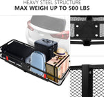 60” x 24” x 6.5” Hitch Mounted Folding Cargo Carrier, 500LBS Capacity Heavy Duty Basket Rack, Fit 2" Receiver Hitch - Bosonshop