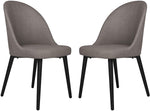 Classic Dining Chair Set of 2, Modern Style Family Leisure Chair with Stainless Steel Legs, PU Leather Mid Back Side Chair, Grey - Bosonshop