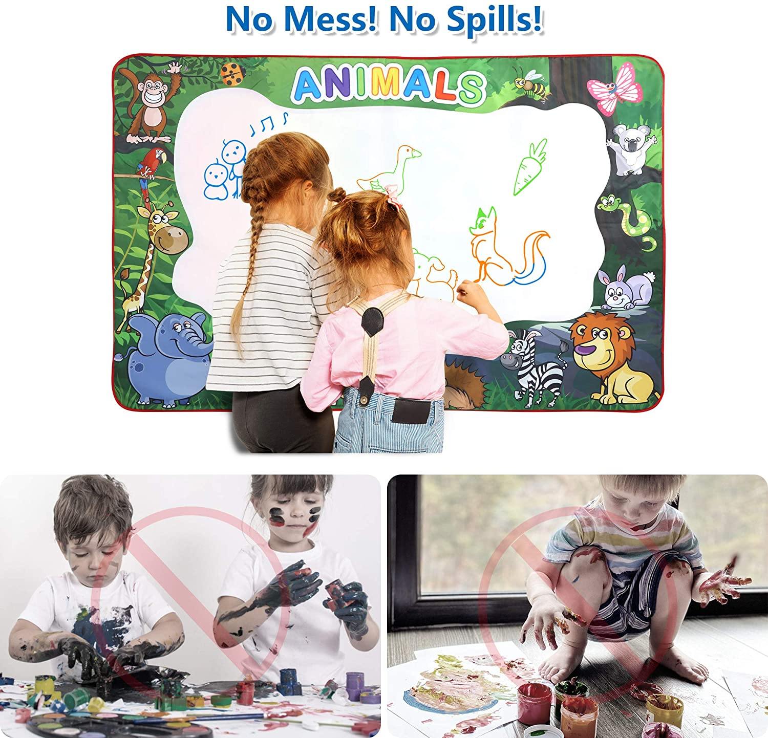 Water Doodle Mat 59 x 39 inches Extra Large for Toddlers Kids Animal Water Drawing Pad Learning Toys Age 3+ - Bosonshop