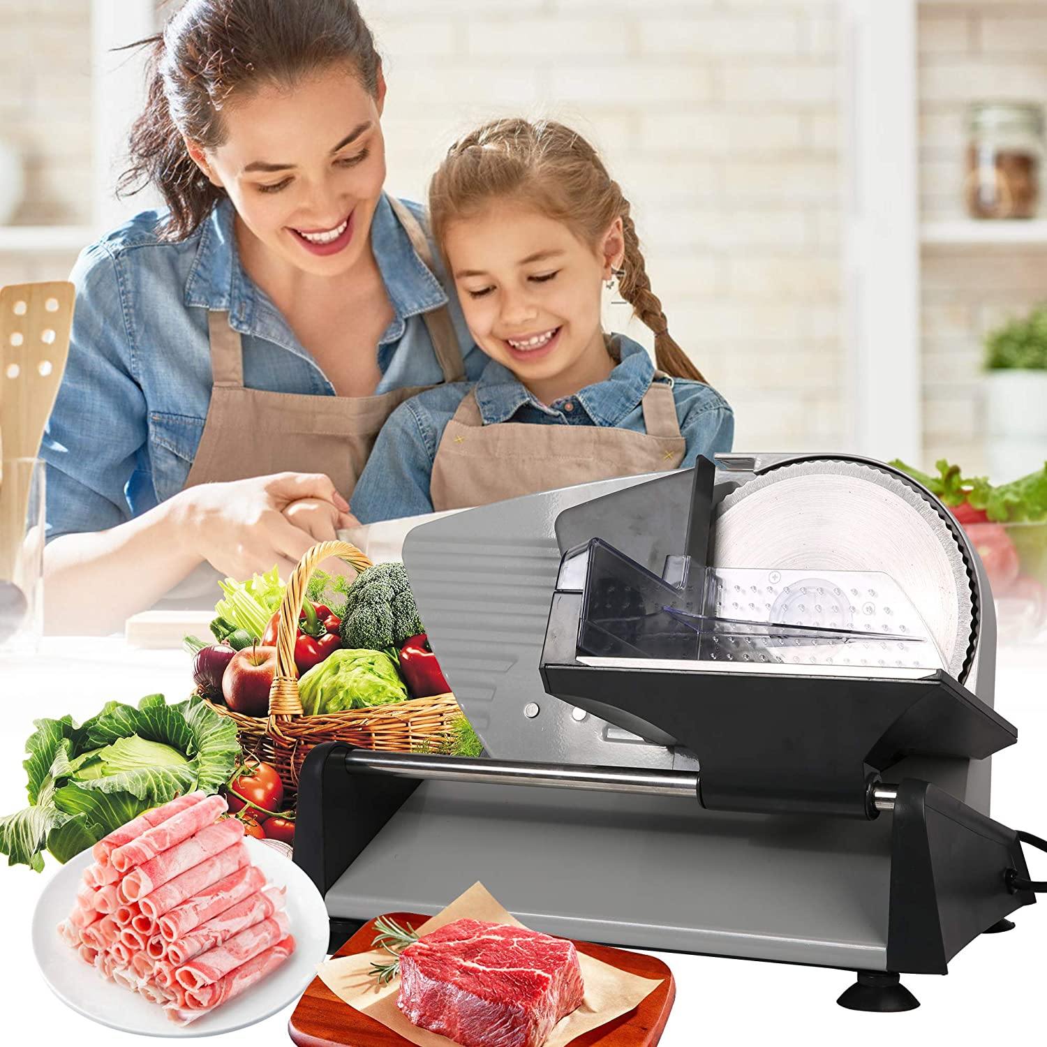 150W Electric Food Slicer with Removable 7.5” Stainless Steel Blade, Anti-Slip Rubber Feet,Meat,Cheese, Bread, Fruit & Vegetables for Home Use - Bosonshop