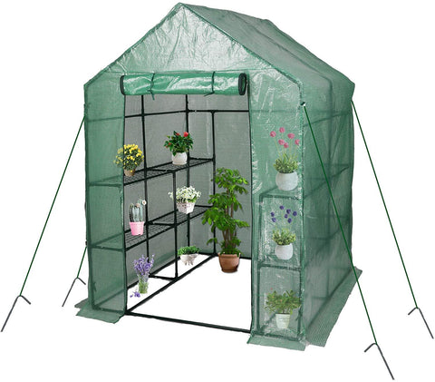 Mini Greenhouse Garden Walk-in Greenhouse with PE Cover Indoor and Outdoor Grow Plants Flower - Bosonshop