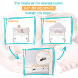 Baby Crib Bedside Sleeper Bassinet with 6 Wheels, Newborn Infant Bed with Soft Skin-Friendly Mattress and Solid Wood and Metal Frame, White - Bosonshop
