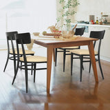 Mid-Century Dining Chairs Set Of 2, w/Simple Back & PU Leather Cushion, Rubber Iron Frame Chairs, Easy Assemble - Bosonshop