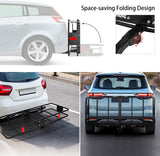 60” x 24” x 6.5” Hitch Mounted Folding Cargo Carrier, 500LBS Capacity Heavy Duty Basket Rack, Fit 2" Receiver Hitch - Bosonshop
