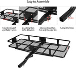 60” x 24” x 6.5” Hitch Mounted Folding Cargo Carrier, 500LBS Capacity Heavy Duty Basket Rack, Fit 2" Receiver Hitch - Bosonshop