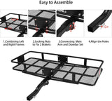 60” x 24” x 6.5” Hitch Mounted Folding Cargo Carrier, 500LBS Capacity Heavy Duty Basket Rack, Fit 2" Receiver Hitch - Bosonshop