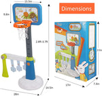 Basketball Hoop for Toddlers Kids 2-in-1 Sports Activity Center Height Adjustable Basketball Goal with Soccer Goal, Infant Indoor and Outdoor Toys - Bosonshop