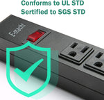 Long Power Strip Surge Protector, 6 Outlets Metal Heavy Duty Power Outlet, Wall Mountable, 6 ft Long Extension Cord, 2 Pack, Black - Bosonshop