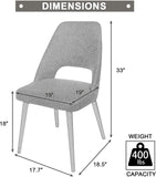 Set of 2 Modern Dining Room Chairs Heavy Duty Leather Chair with Upholstered Vinyl Seat, Grey - Bosonshop