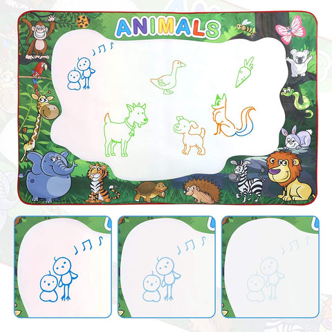 Water Doodle Mat 59 x 39 inches Extra Large for Toddlers Kids Animal Water Drawing Pad Learning Toys Age 3+ - Bosonshop