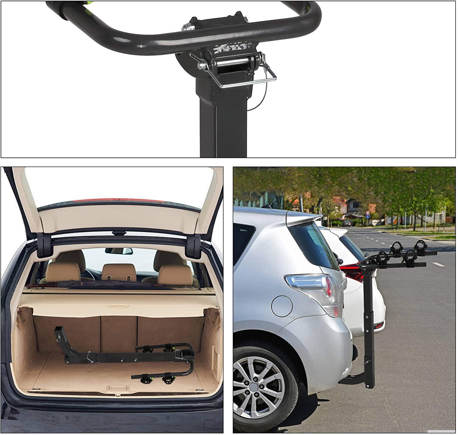 2 Bike Rack for Car 2" Hitch Receiver, Foldable Rack Easy-Assembly & Tilt-Away Design, Rubber Lock & Sleek Pad - Bosonshop